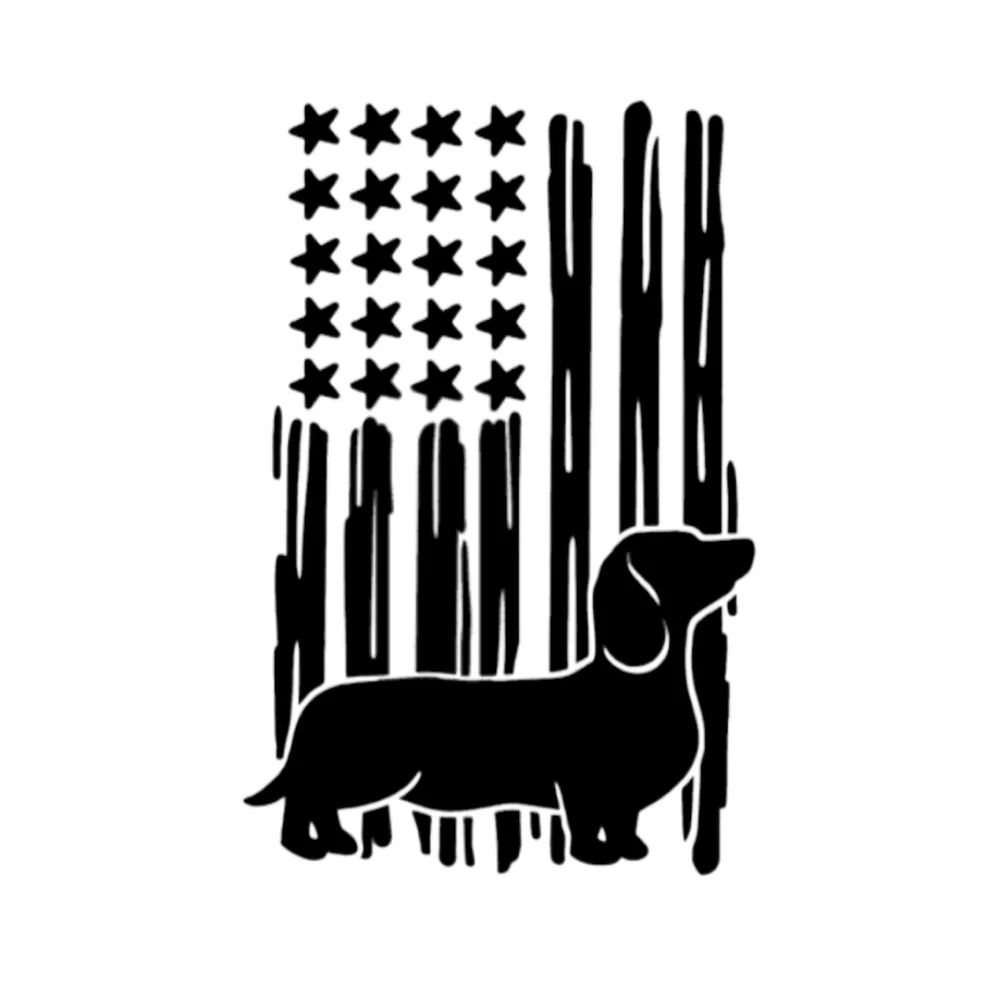 American Flag Dachshund Doxie Dog Happy Vinyl Graphic‎ Auto Laptop Decal Sticker